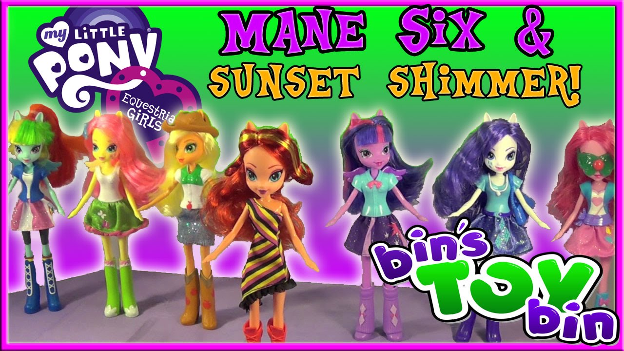 Equestria Girls HUGE Unboxing! Mane Six Movie Dolls + Sunset Shimmer! by Bin's Toy Bin