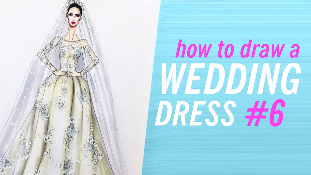 HOW TO DRAW A WEDDING DRESS #6 | Fashion Drawing