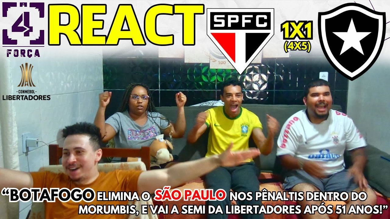 REACT - SÃO PAULO (4)1X1(5) BOTAFOGO | QUARTAS DE FINAL COPA LIBERTADORES 2024.