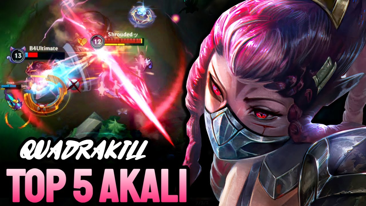 WILD RIFT AKALI QUADRAKILL - TOP 5 AKALI GAMEPLAY - SOVEREIGN RANKED