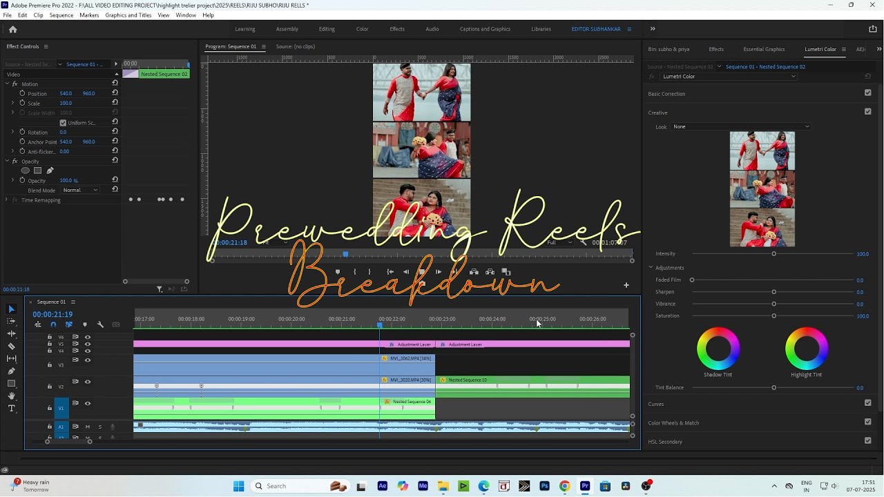 Pre Wedding Reels Break Down in premier pro