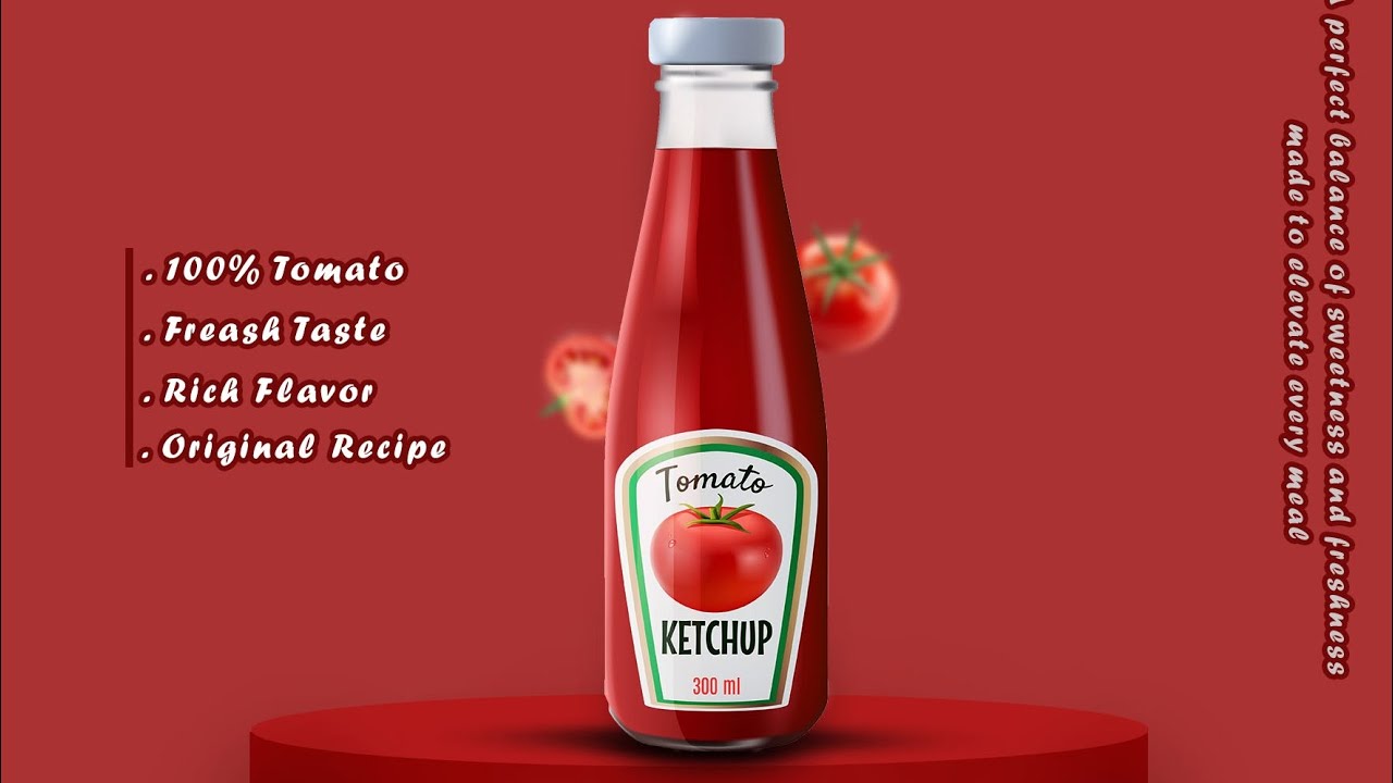 دیزاین پوستر تبلیغاتی کچاپ 🍅طراحی مدرن با تمرکز روی رنگ، نورپردازی.