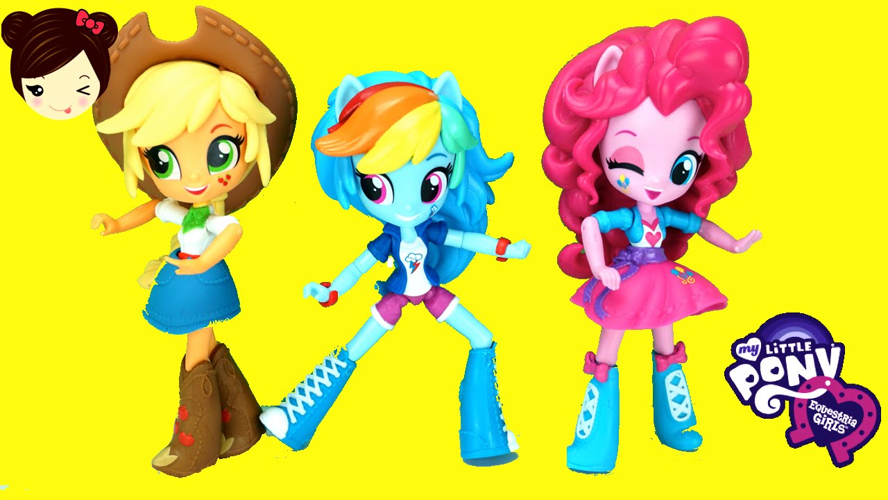 My Little Pony Minis Equestria Girl Muñecas  - Pinkie Pie Rainbow Dash Apple Jack - MLP Juguetes