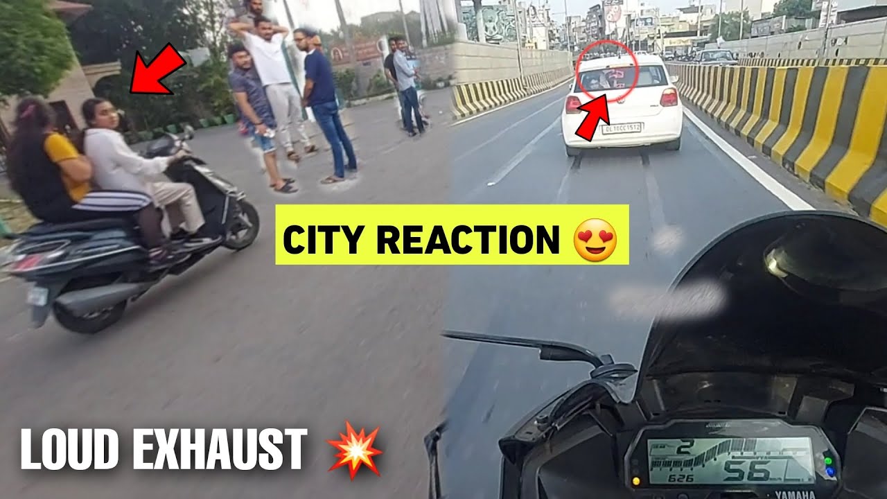 Yamaha R15v3 sc project loud exhaust city reaction | Girls reaction to r15 v3 |