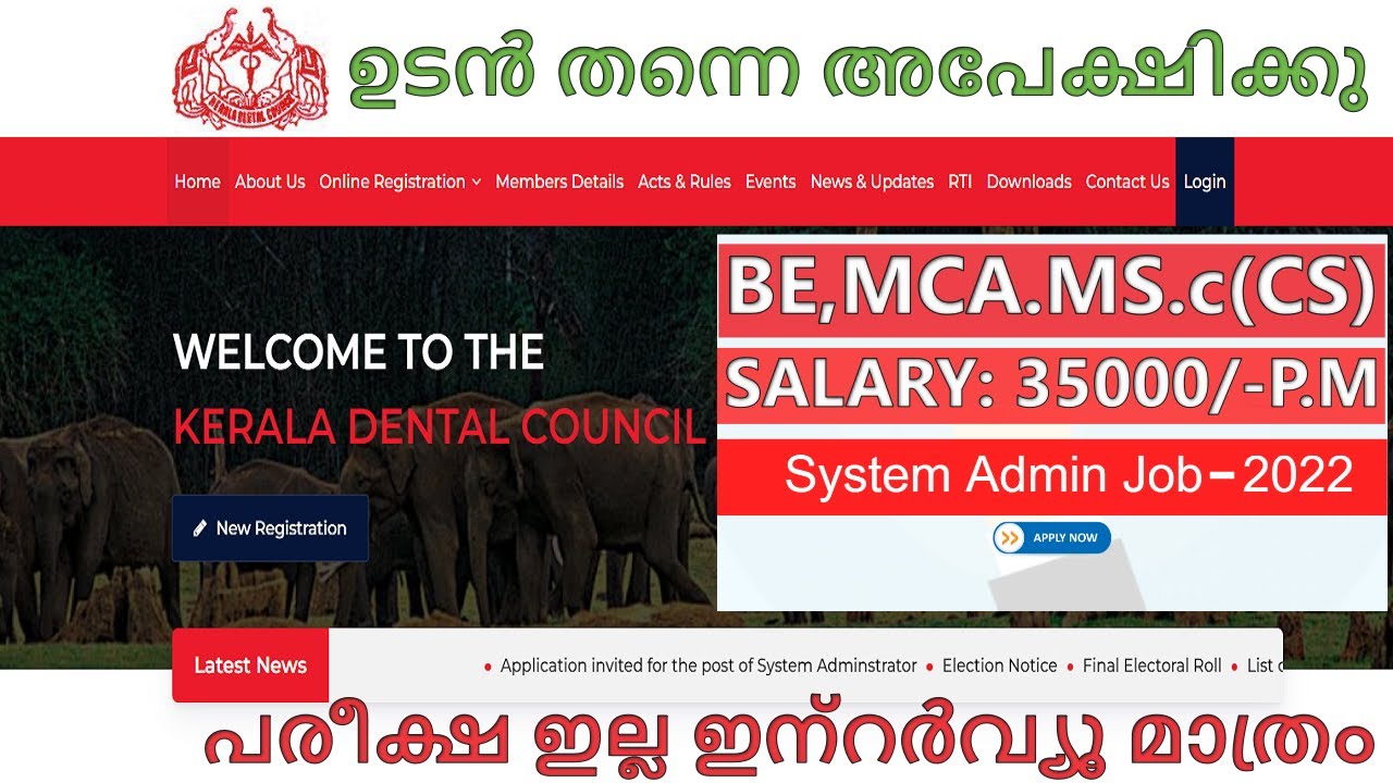 പരീക്ഷയില്ല ഇന്റർവ്യൂമാത്രം | Kerala Dental Council Job Vacancy 2022 | IT രംഗത്ത് ജോലി |System Admin