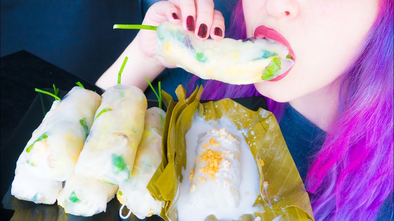 ASMR: Vietnamese Spring Rolls & Steamed Sticky Rice ~ Relaxing Eating Sounds [No Talking | Vegan] 😻
