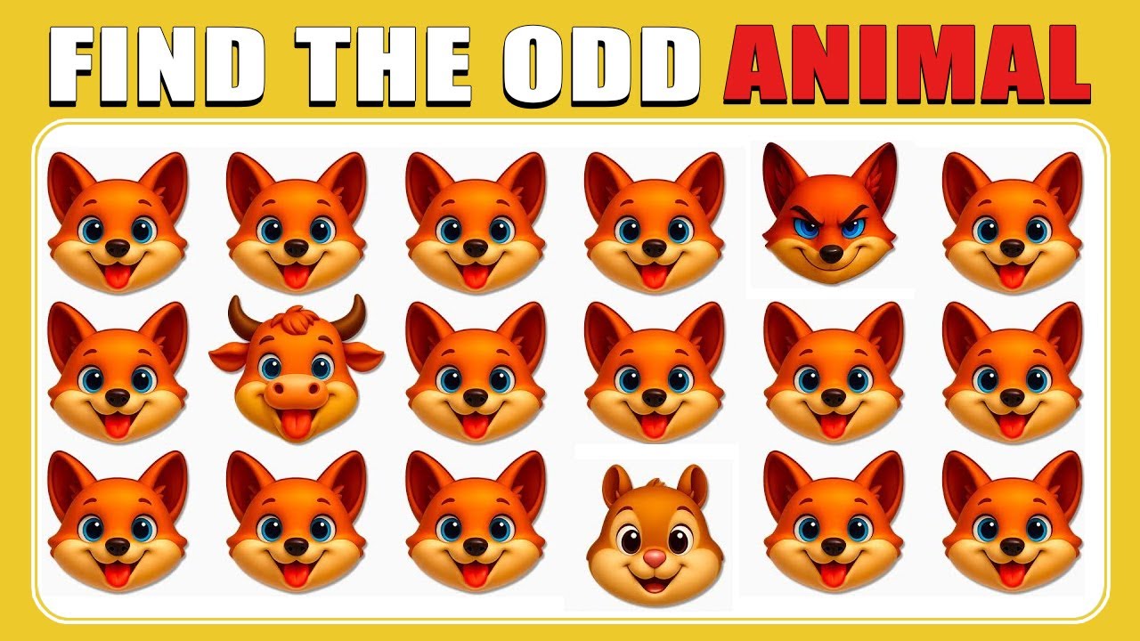 Find the ODD Animal 🦊🐮🐿️ | Animal Emoji Quiz | Easy to Hard | Odd Eye Quiz