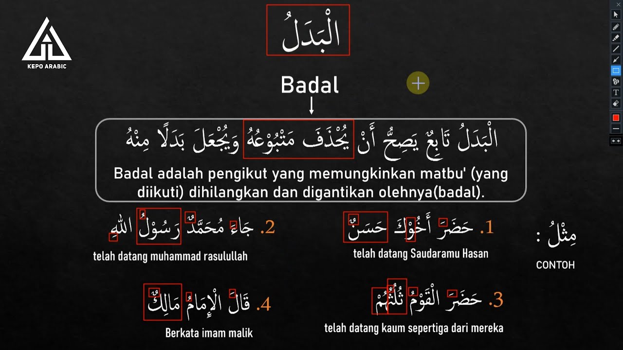 Belajar bahasa arab dari nol part 69 || Isim Majrur : 3. Tawabi' : d. Badal