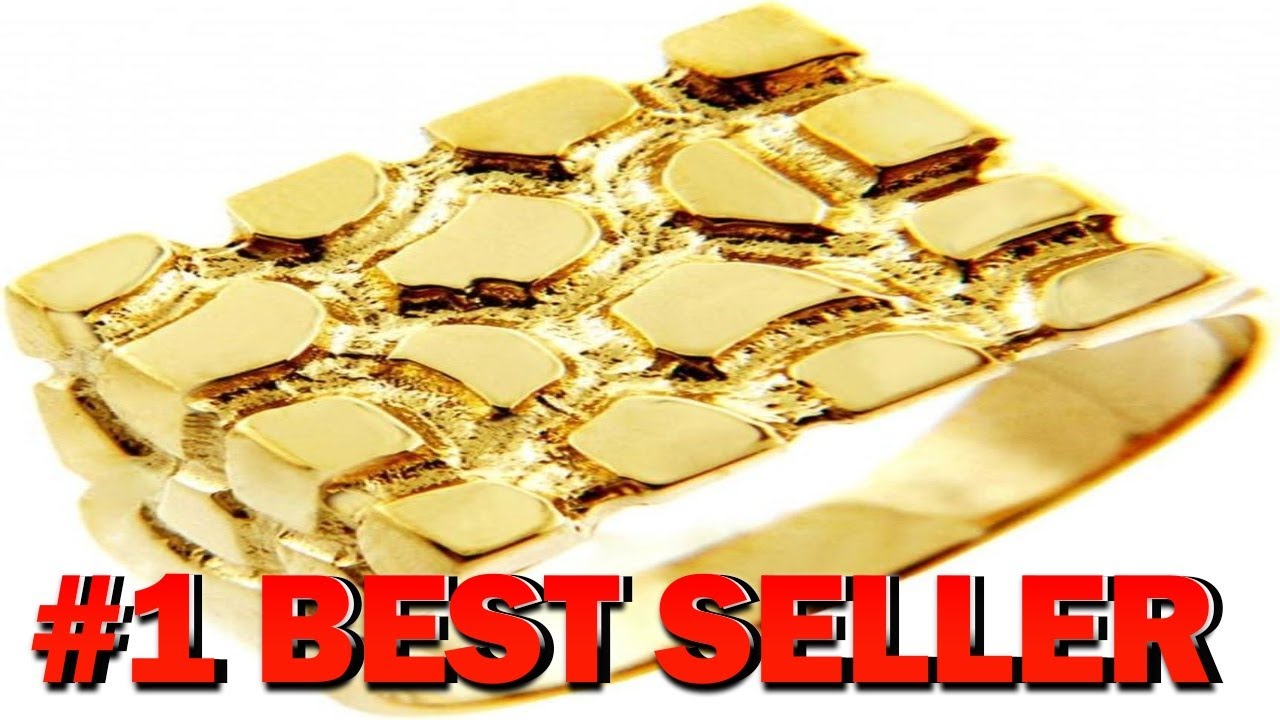 14K Yellow Gold 2 3" The Armour Mens Nugget Style Rectangular Tapered Band - B00A4IHREU