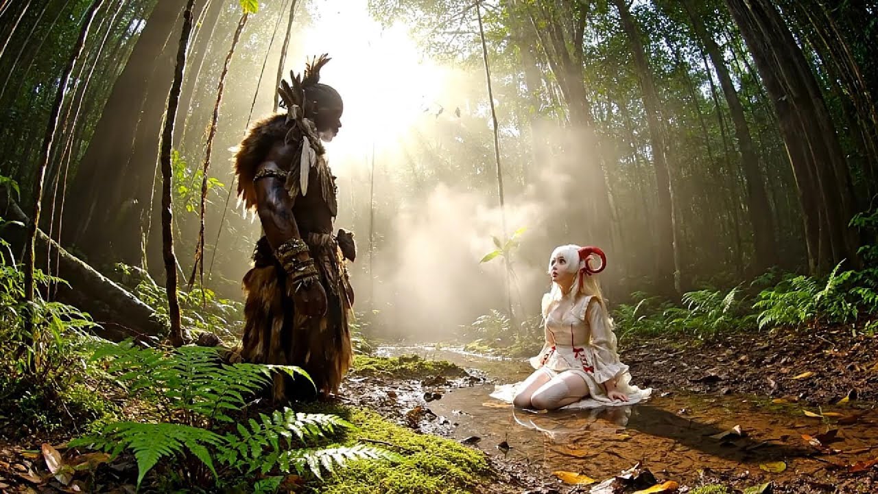 AI Surreal | a girl gets into a plane crash, gets lost on a deserted island, and meets a giant man