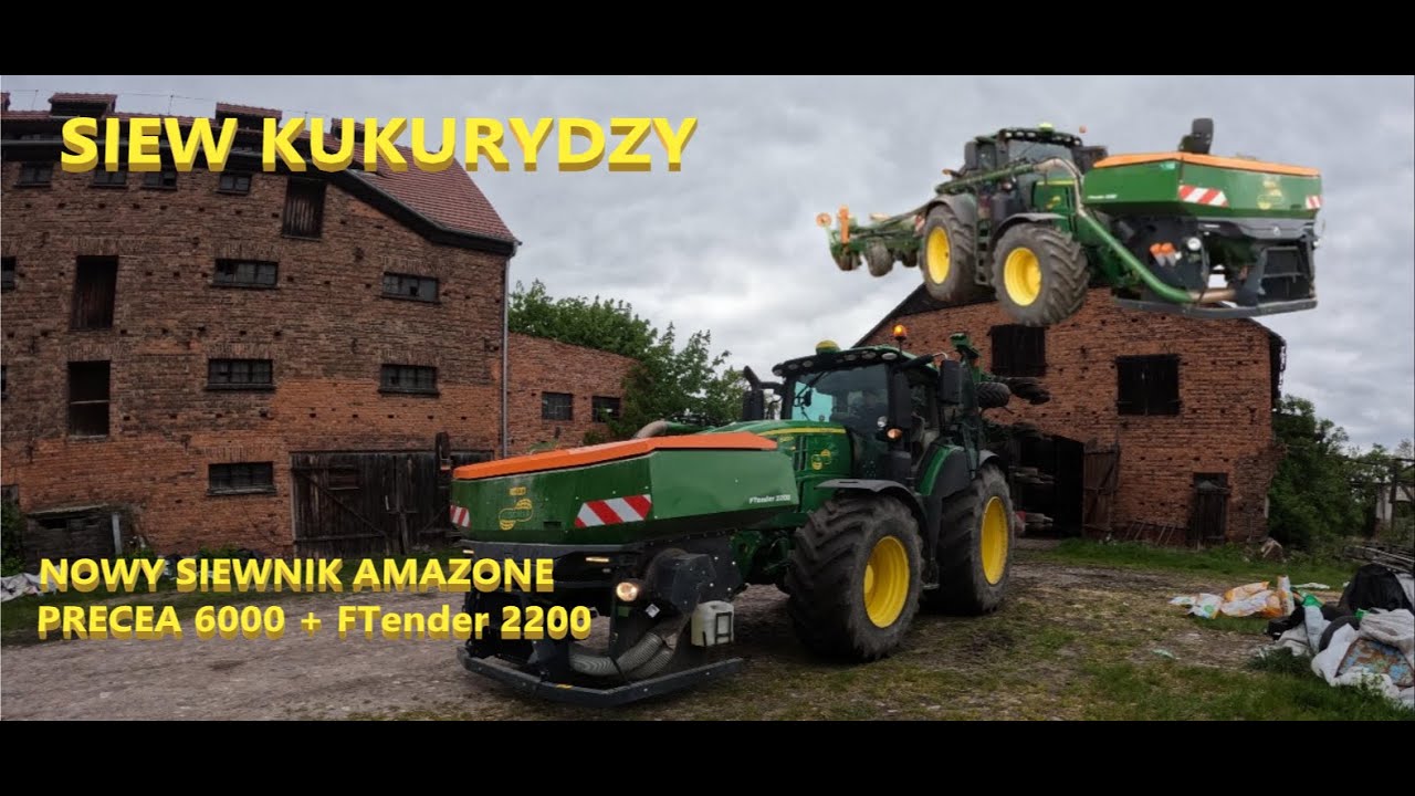 Siew kukurydzy  NOWY SIEWNIK AMAZONE   Johyndeere +Amazone precea 6000 + FTender2200