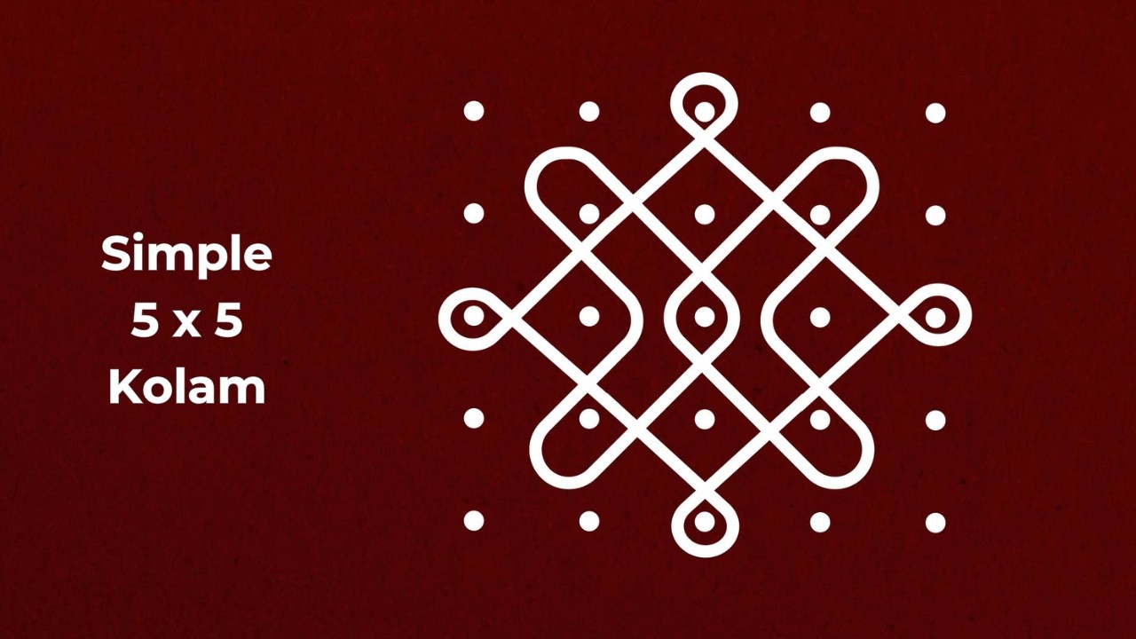 Simple 5 x 5 Kolam | Easy rangoli with dots
