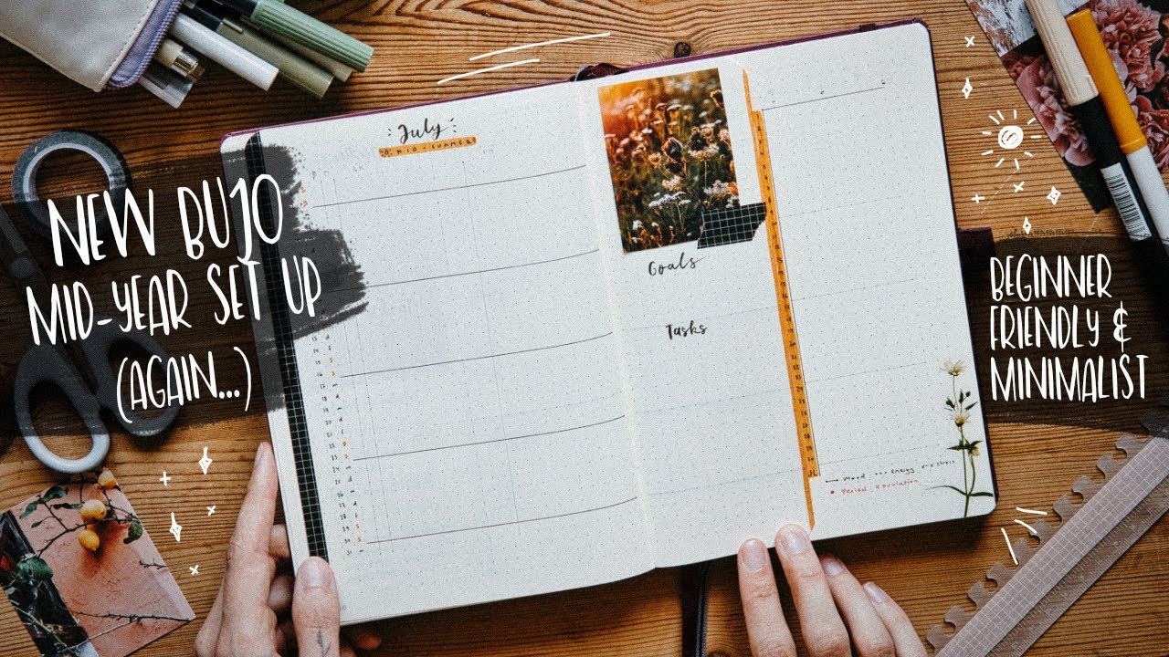 Mid Year & July Bullet Journal Set-Up Again - minimalist & beginner friendly BuJo spreads