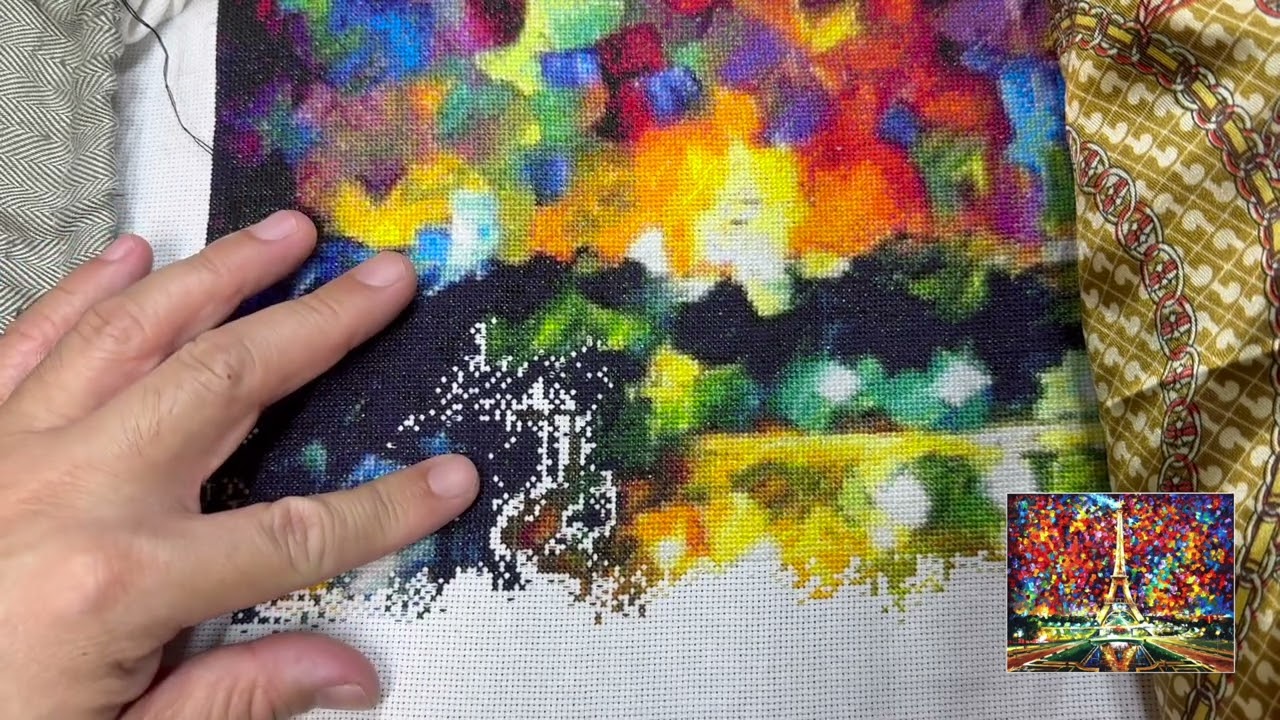 Flosstube Cross stitch 53: Stitch with me - Paris of my dreams Max Colour #asmr #crossstitching