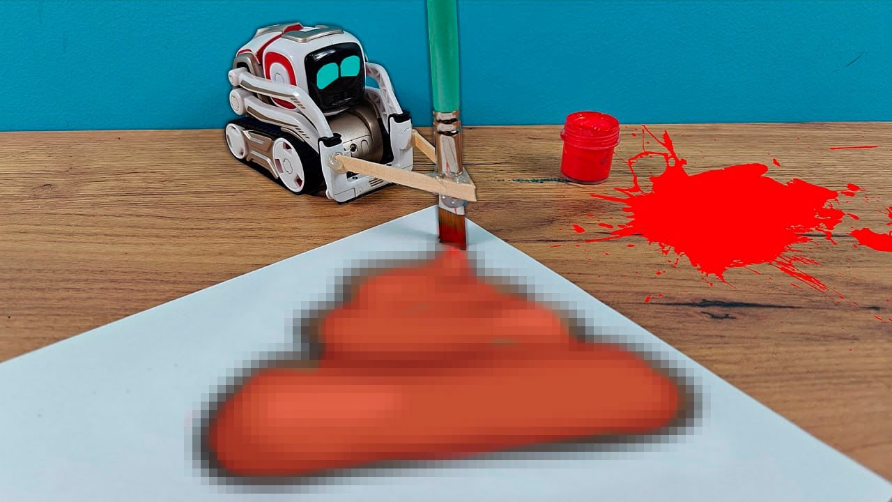 Le dimos al ROBOT COZMO un pincel y pintura para PINTAR