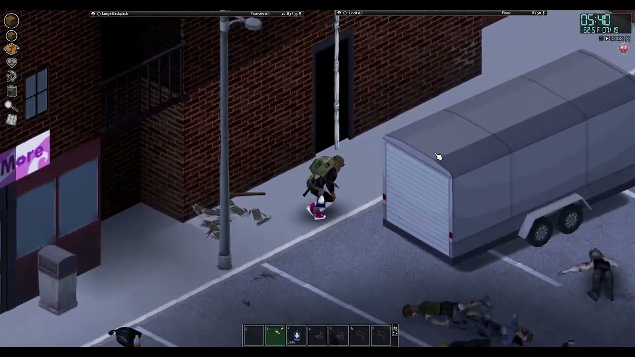 Project Zomboid Abundant loot settings, Grid inventory
