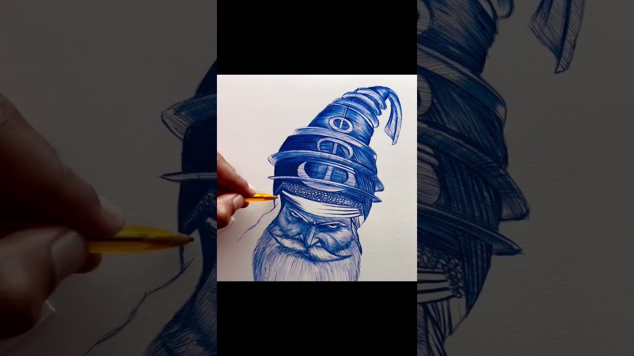 Baba deep Singh Ji realistic drawing | Sikh warrior drawing | Timelapse drawing short video