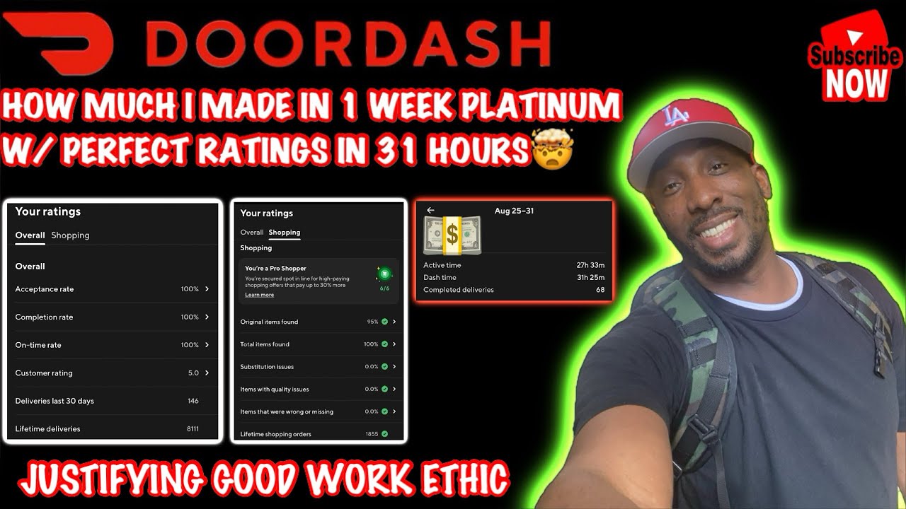DoorDash platinum drivers perfect ratings pay week outcome for 31 hours  👏🏽🙌🏽🤯