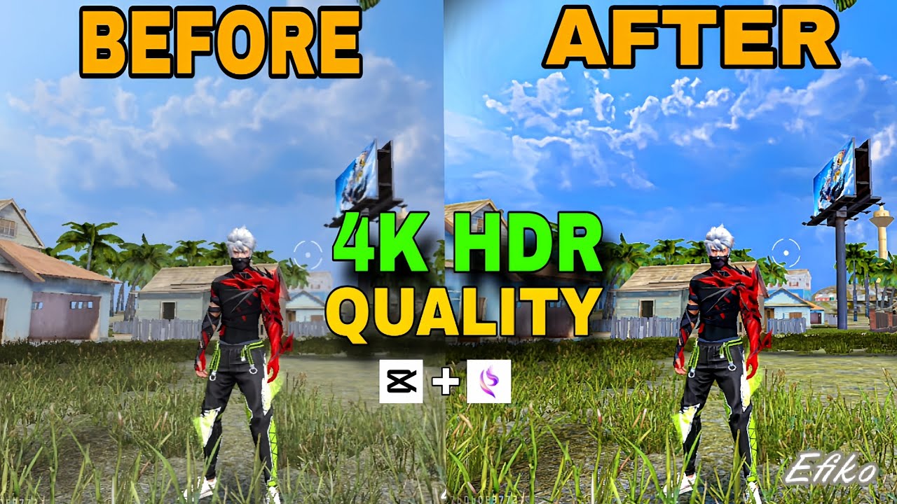 FREE FIRE 4K HDR 🤯 QUALITY TUTORIAL BEST QUALITY VIDEO FF CAPCUT4K