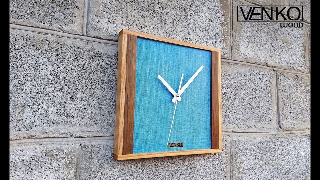 Wooden clock with a blue insert | Деревянные часы с синей вставкой