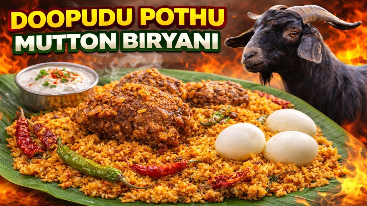 DOOPUDU POTHU Mutton Biryani 😋 Full Traditional Village Style Cooking