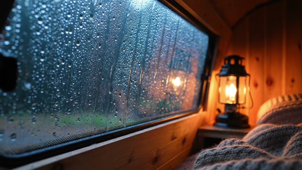 비오는 캠핑카에서 잠드는 ASMR | 지붕 위 빗소리 (말 없음) | sleep 