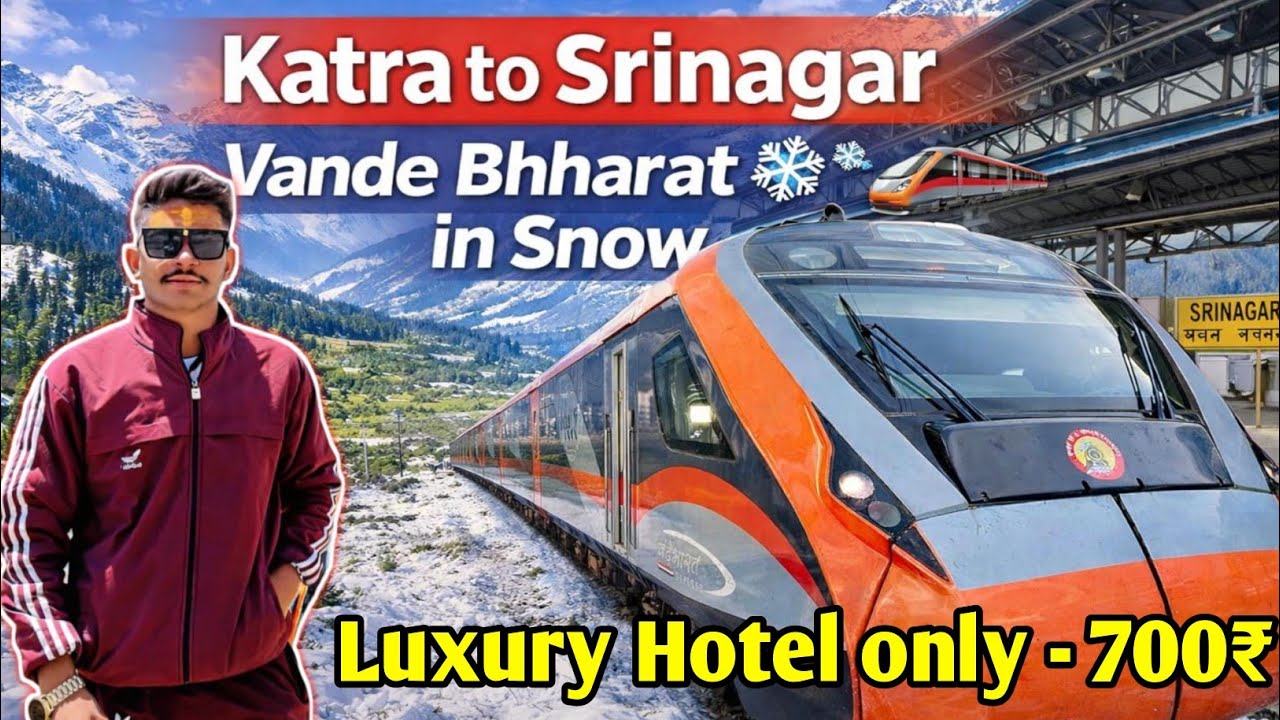 Katra to Srinagar Kashmir ❄️ ⛄️ Vande Bharat 🚂 Only - 610₹ | Kashmir vande Bharat train journey 🚂 