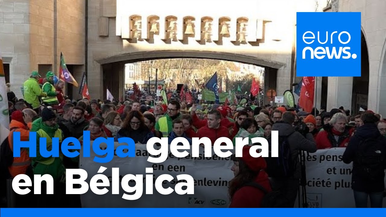 Una gran manifestación recorre Bruselas en apoyo a la huelga general en Bélgica por las pensiones