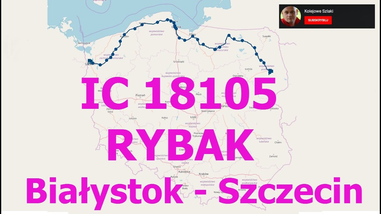 IC 18105 RYBAK pełny szlak BIAŁYSTOK - SZCZECIN lokomotywa GAMA SU160-005/EP07
