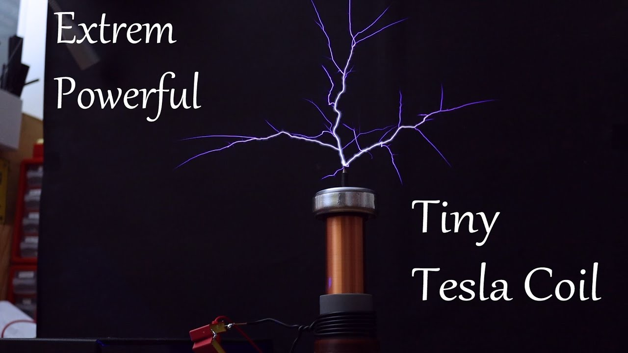 Tiny Tesla Coil with extreme Lightning - DIY