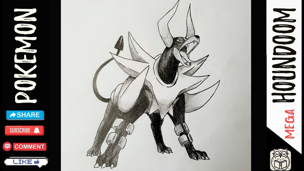 How to Draw Mega Houndoom | Pokemon Art & Pencil Drawing Tutorial