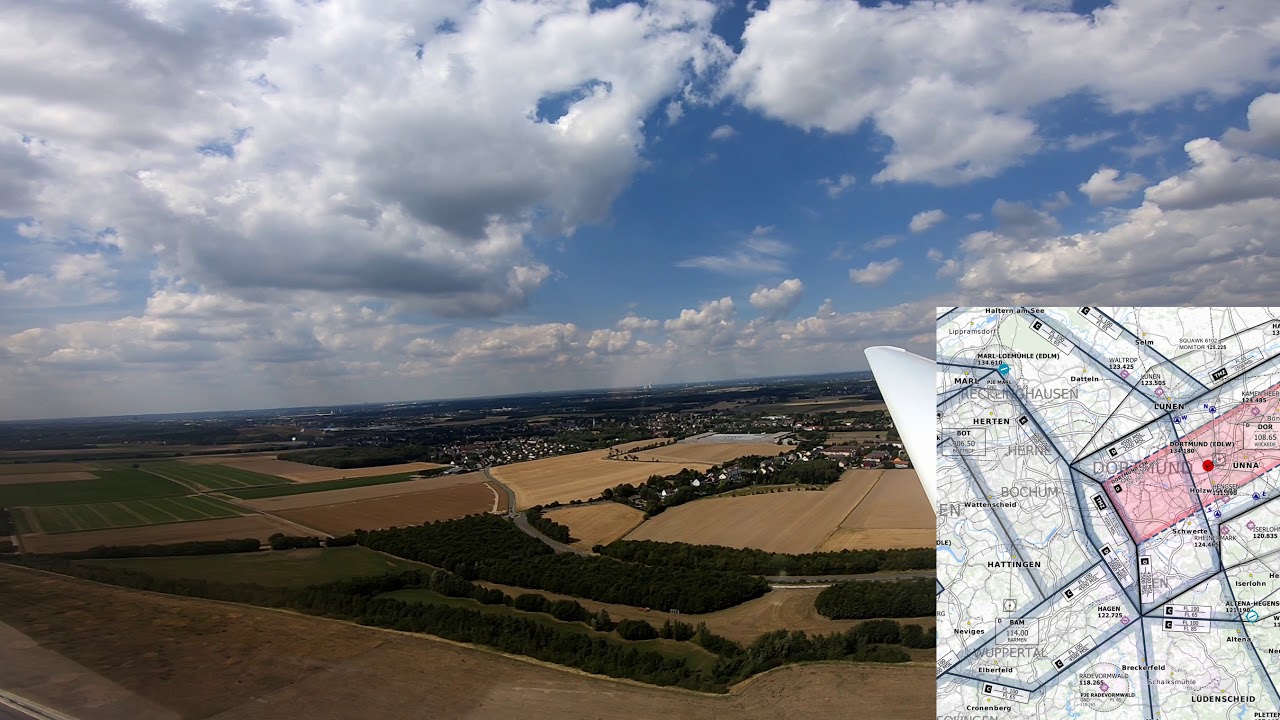 VFR Abflug Flughafen Dortmund mit Motorsegler - BZF II Übung