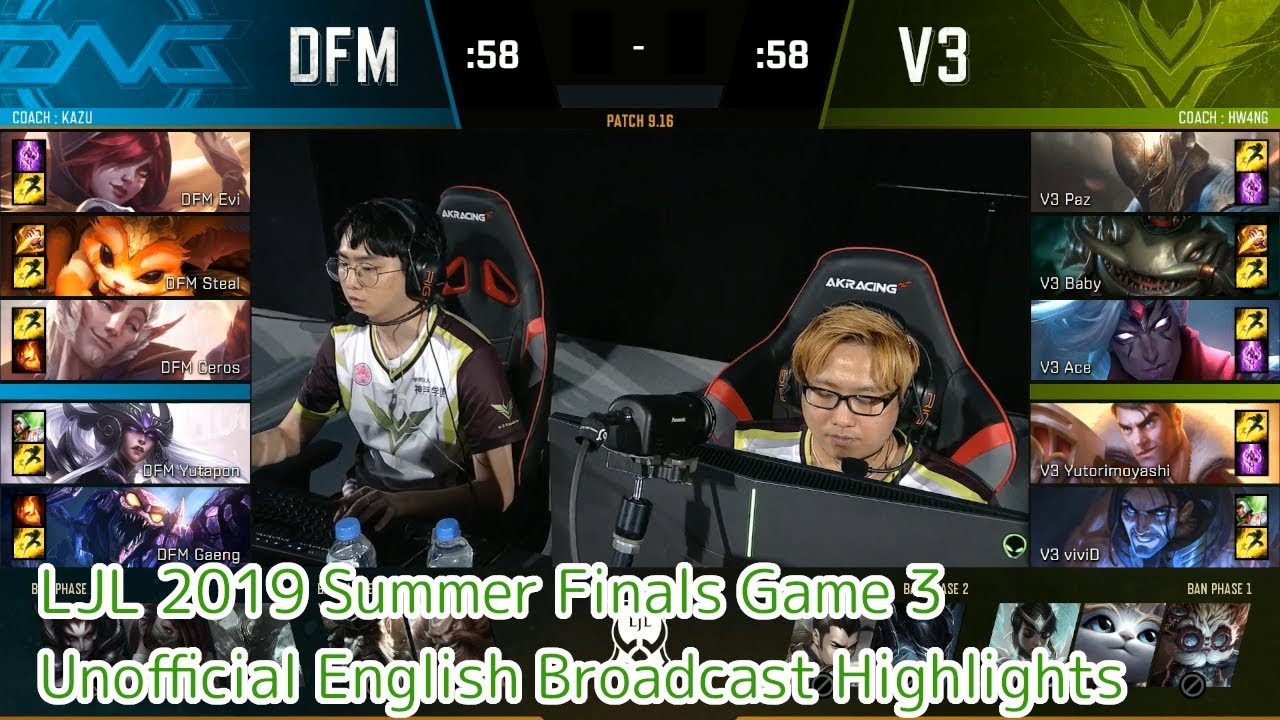 [ENG]DFM(Yutapon Xayah) VS V3 (Yutorimoyashi Varus) G3 - LJL 2019 Summer Split Finals