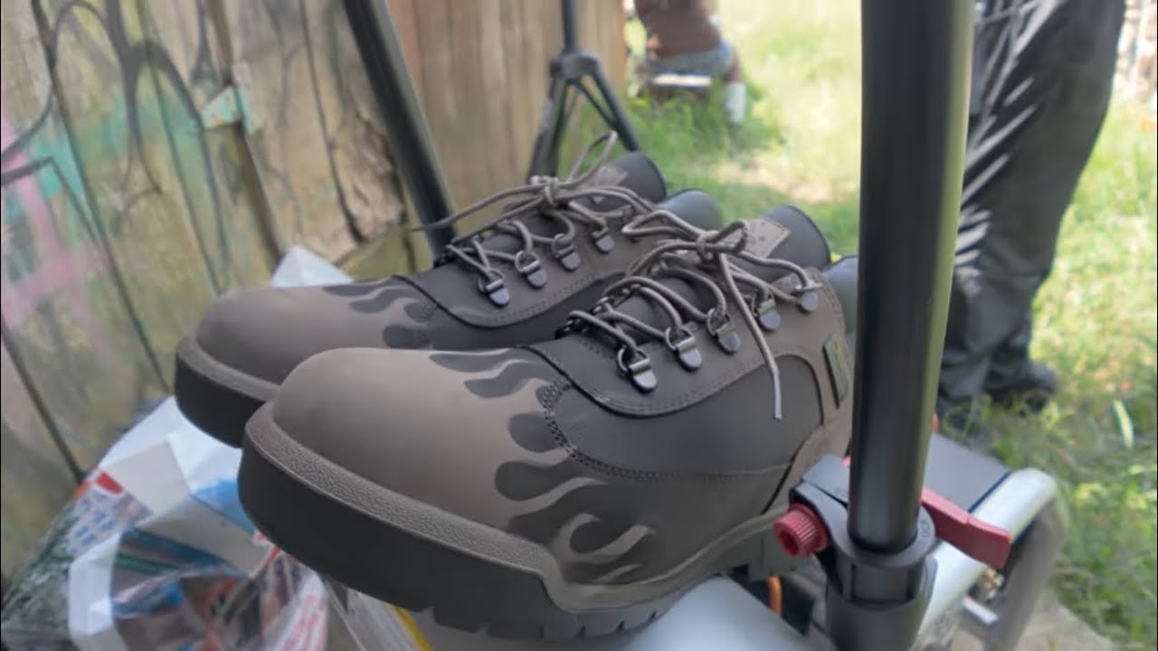 Custom Flamed Out Timberlands by @loso.wav Just in time for fall