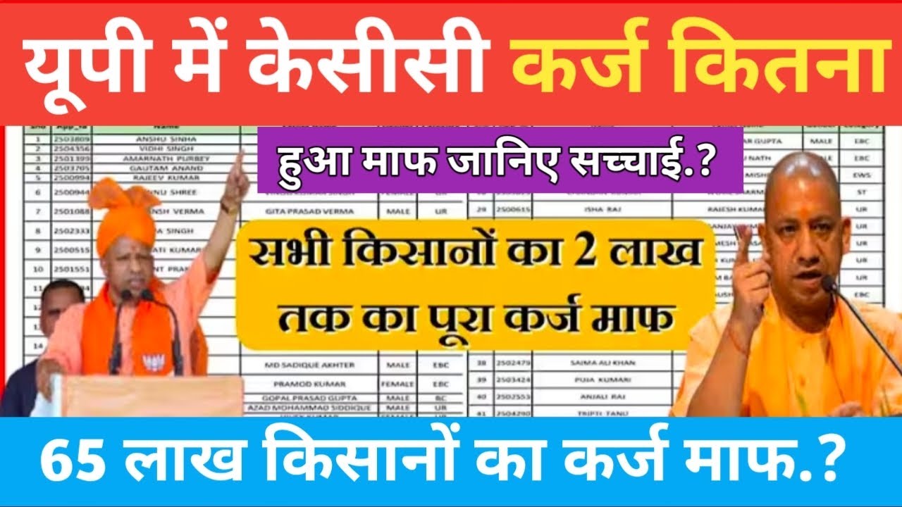 उत्तर प्रदेश में केसीसी कर्ज कितना हुआ माफ जानिए सच्चाई.? 2 लाख तक कर्ज 65 लाख किसानों के माफ..