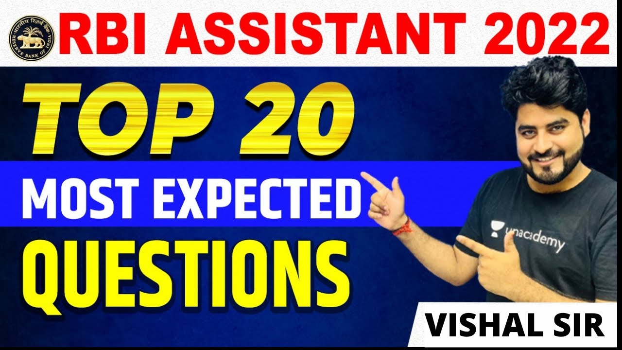 Top 20 Most Expected Questions | RBI Assistant 2022 | English by VIshal Parihar