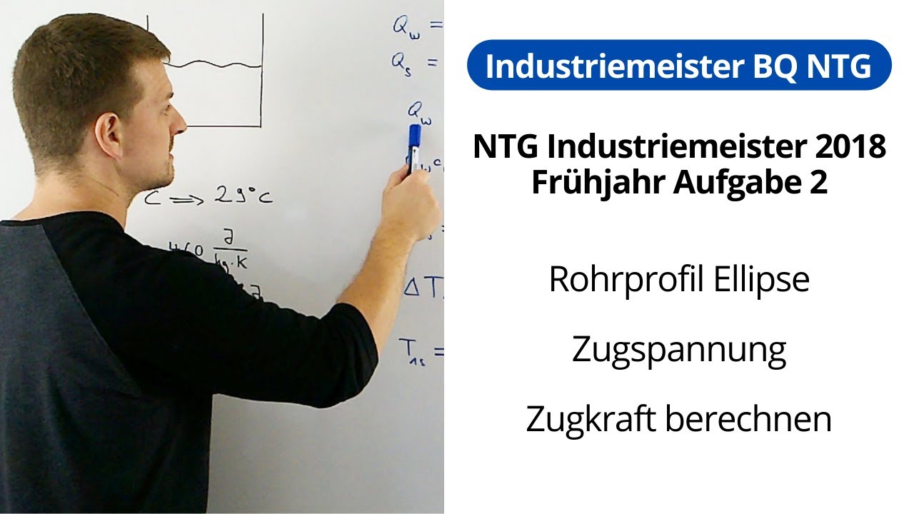 NTG Industriemeister Metall 2018-1 Aufgabe 2 - Rohrprofil Ellipse, Zugspannung, Zugkraft