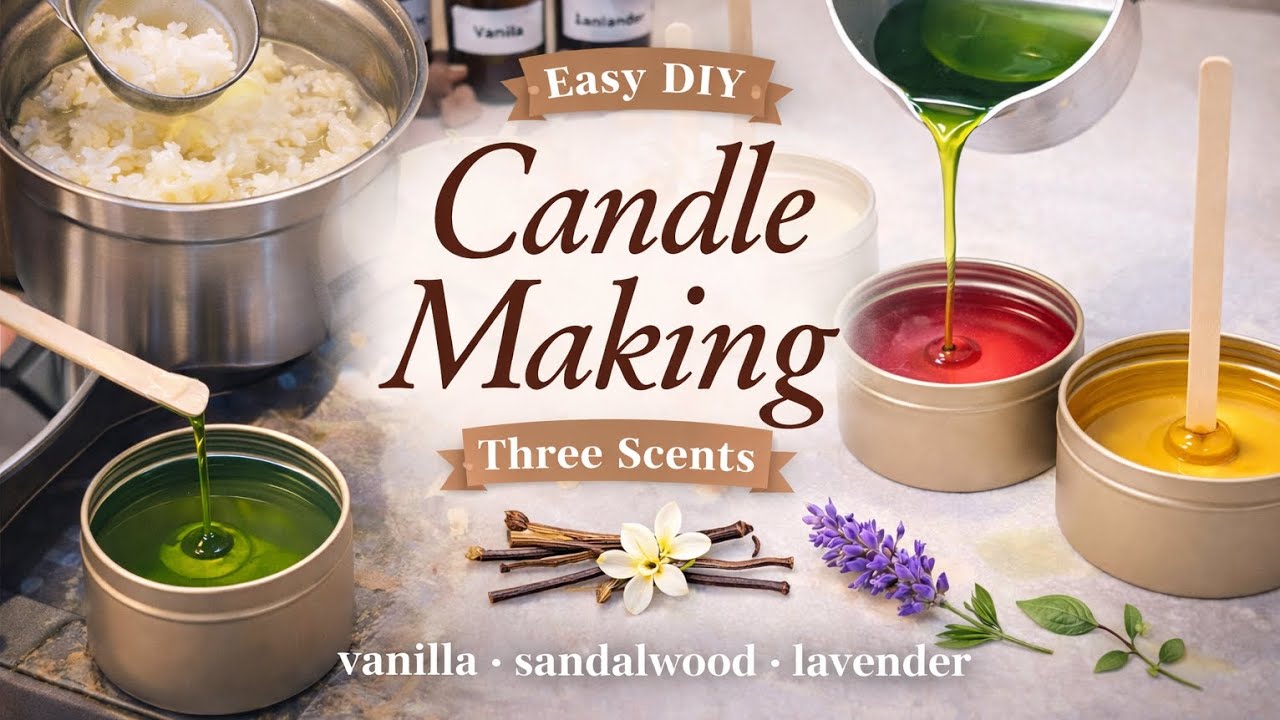 Making 3 Scented Soy Wax Candles | Vanilla, Sandalwood & Lavender
