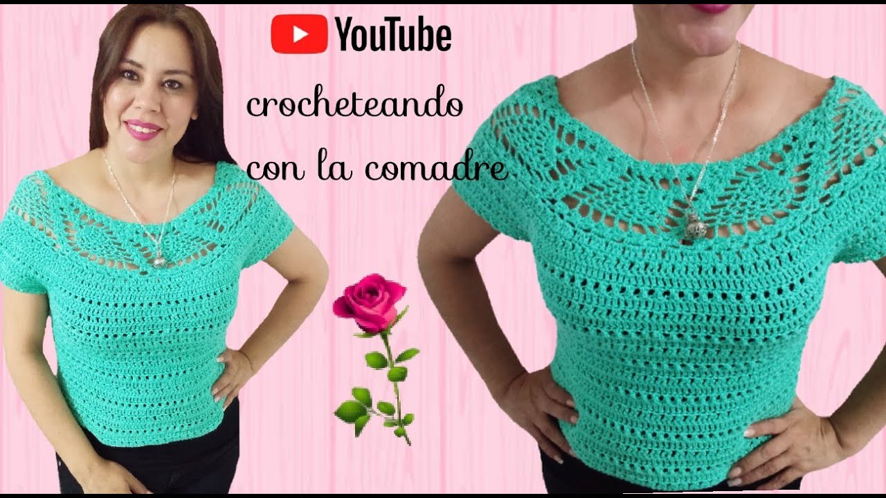 (TUTORIAL)🎇💕como tejer hermosa blusa de piñas a crochet parte #1 (crocheteando con la comadre)