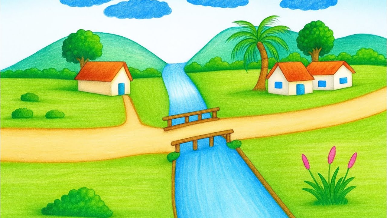 easy and beautiful village scenery 