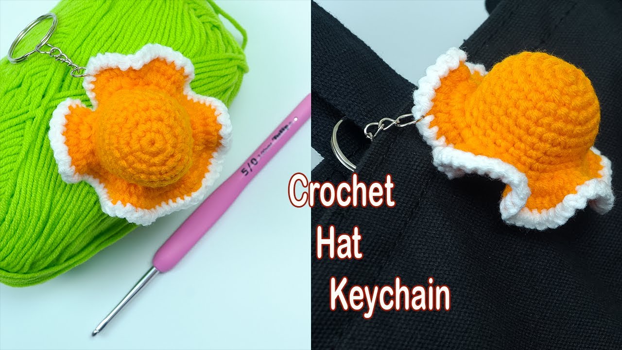 Crochet mini hat keychain for beginners and easy crochet keychain! crochet keychain!