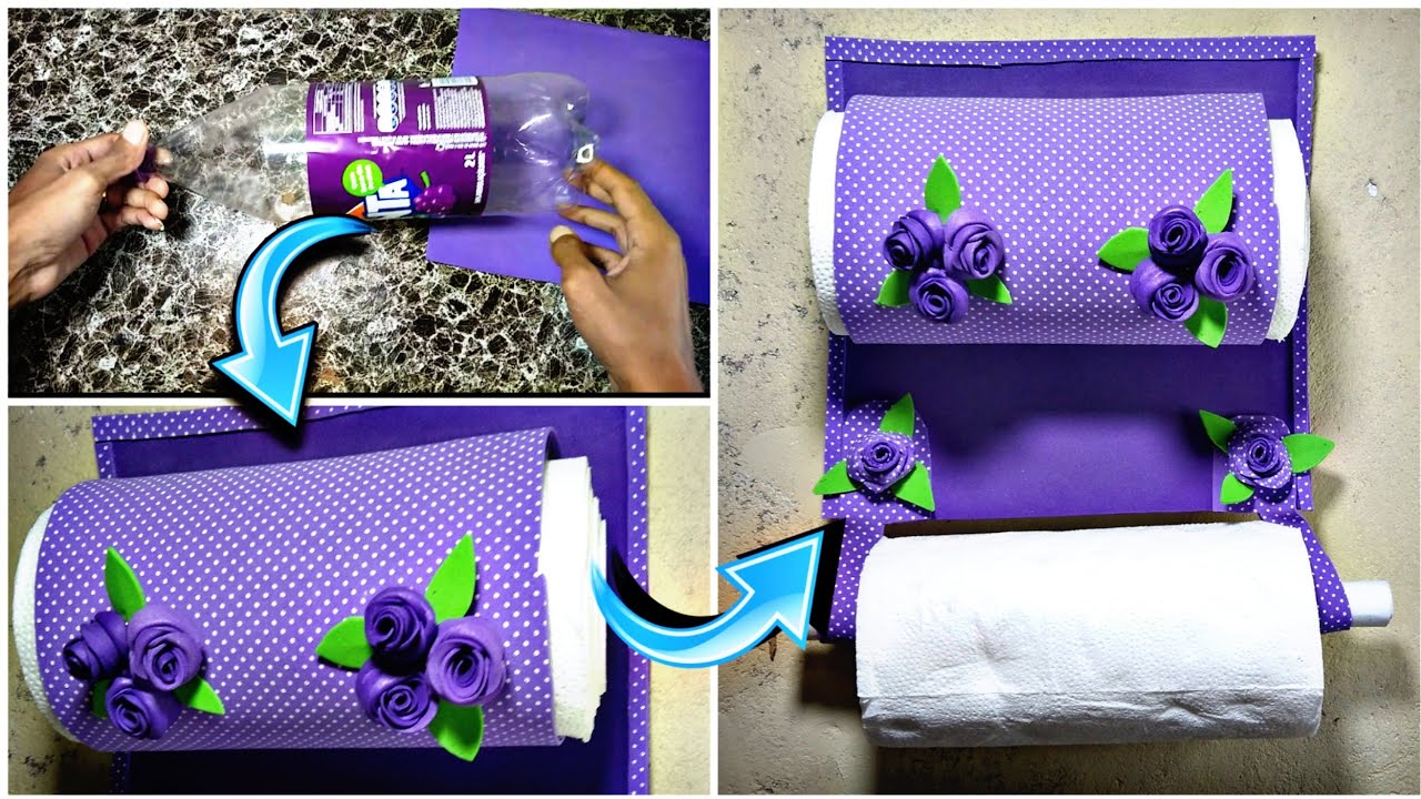 Porta papel com Garrafas pet / como fazer porta papel toalha