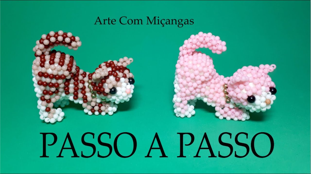 Parte 6- Gato espreguiçando de miçangas passo a passo