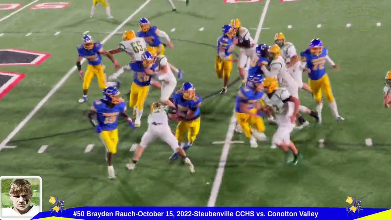 Watch Brayden Rauch (junior) Steubenville CCHS October 15, 2022, vs  Conotton Valley (hs football)