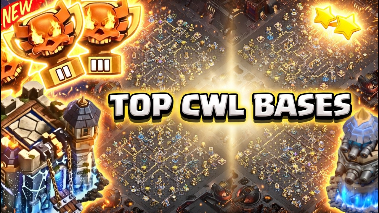 *NEW BASE TH18 CWL & WAR BASE - BEST ANTI 3 STAR TH18 DEFENSE META WITH LINK!