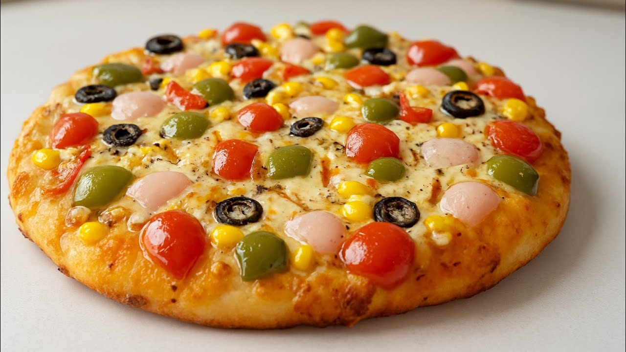 Domino's Style Veg Pizza In Kadai| No Oven | Homemade Cheesy Veg Pizza | Easy Kadai pizza | Veguno 