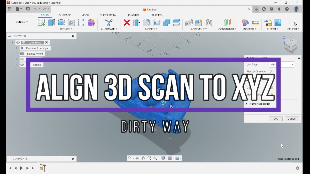 Align 3D Scan to XYZ in CAD Fusion 360