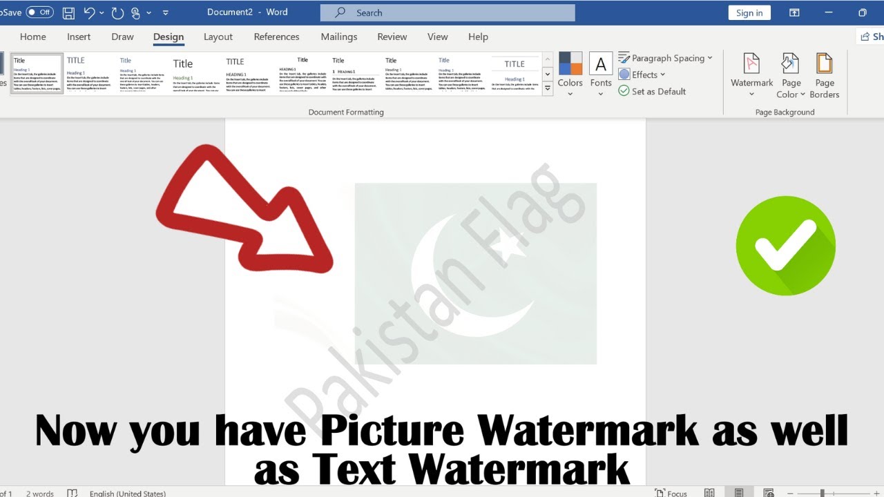 How to insert Picture Watermark and text watermark at same page in MS Word