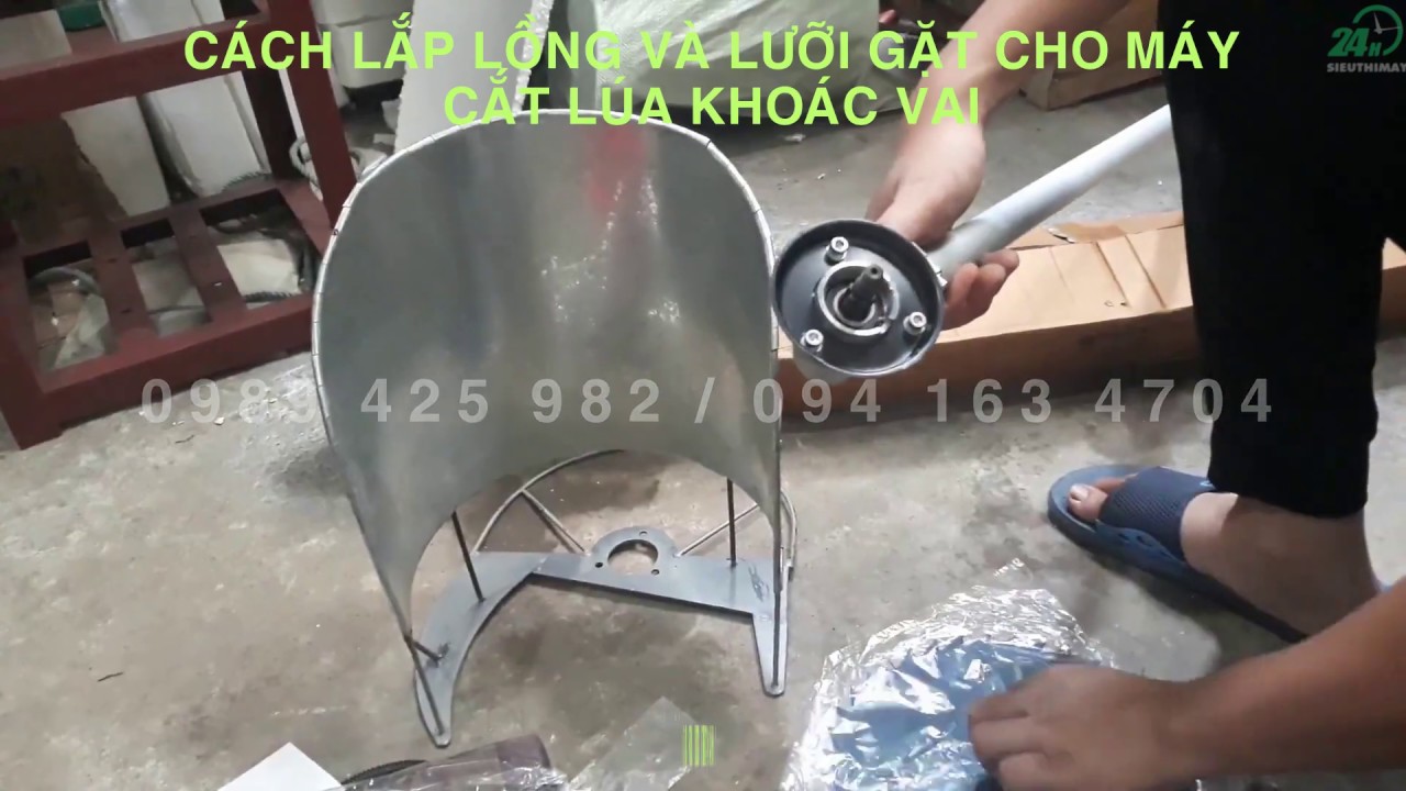 C&aacute;ch lắp lồng gặt l&uacute;a,hướng dẫn lắp lồng gặt v&agrave;o m&aacute;y cắt cỏ -Sieuthimay24H-