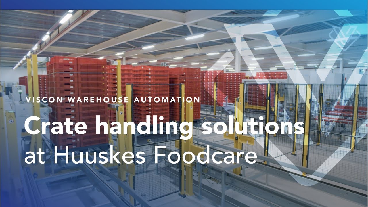 Viscon Warehouse Automation - Crate handling & cleaning at Huuskes